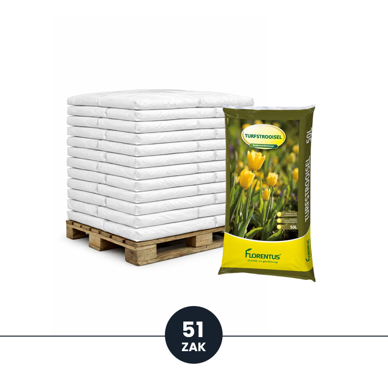 Florentus Turfstrooisel 50L - volle pallet (51 zakken) Florentus Turfstrooisel 50L - VOLLE PALLET (51 zakken) - Afbeelding 1