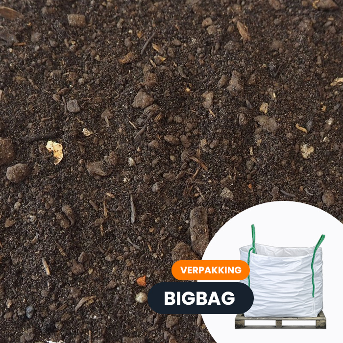 Bodemvoedingsgrond voor tuin en bodemverbetering, losse organische grond met voedende korrels.