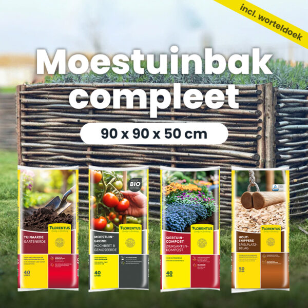 Moestuinbak Hazelaar 90x90x50cm compleet