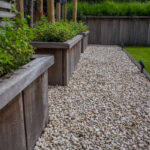 Castle grind 8–16 mm aangelegd als siergrind in moderne tuin