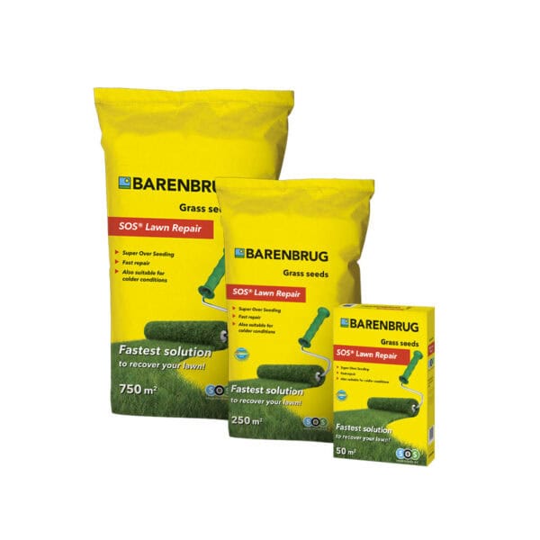 SOS Lawn Repair herstelgras voor het snel herstellen van kale plekken in het gazon.