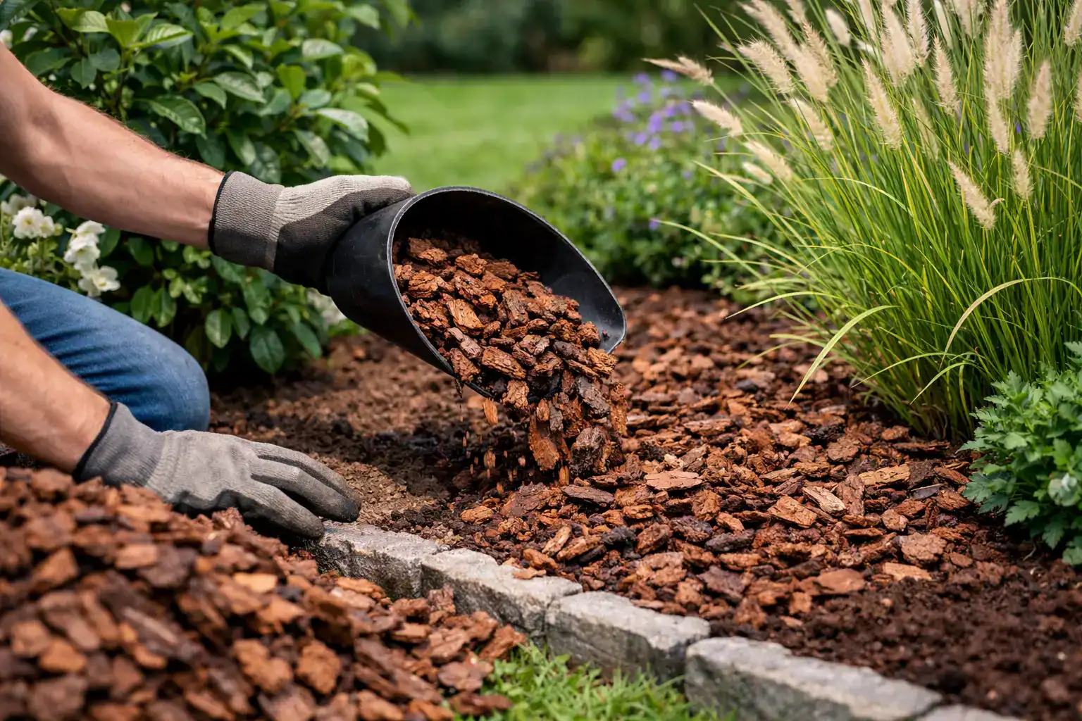 Boomschors aanbrengen in borders doe je zo