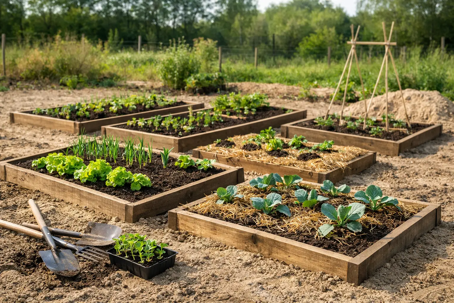 Voorbeeld moestuin op arme grond maken