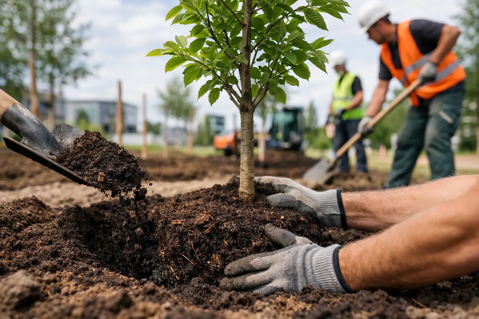 Praktijkvoorbeeld aanplant met bomengrond