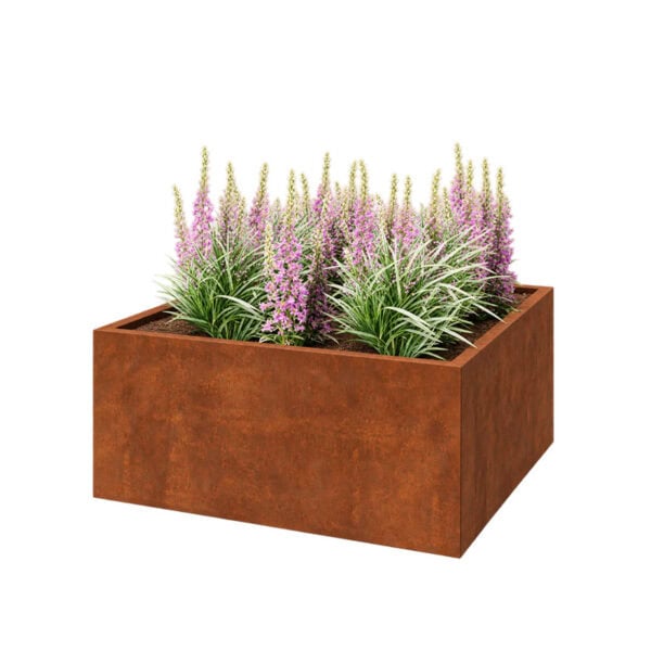 Cortenstaal plantenbak 120x120 cm vierkant voor tuin en terras.