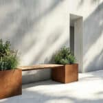Cortenstaal plantenbak vierkant met bankje - 221,2 x 50 x 50 cm (lxbxh) - Afbeelding 2