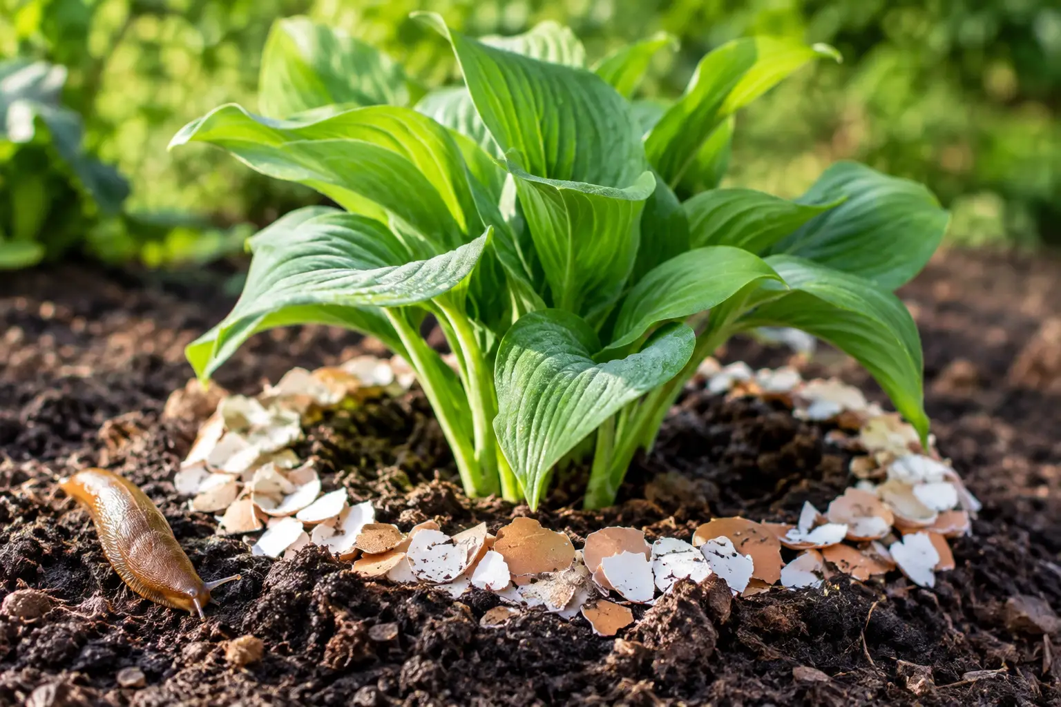 Natuurlijke slakkenwering rond planten die werkt